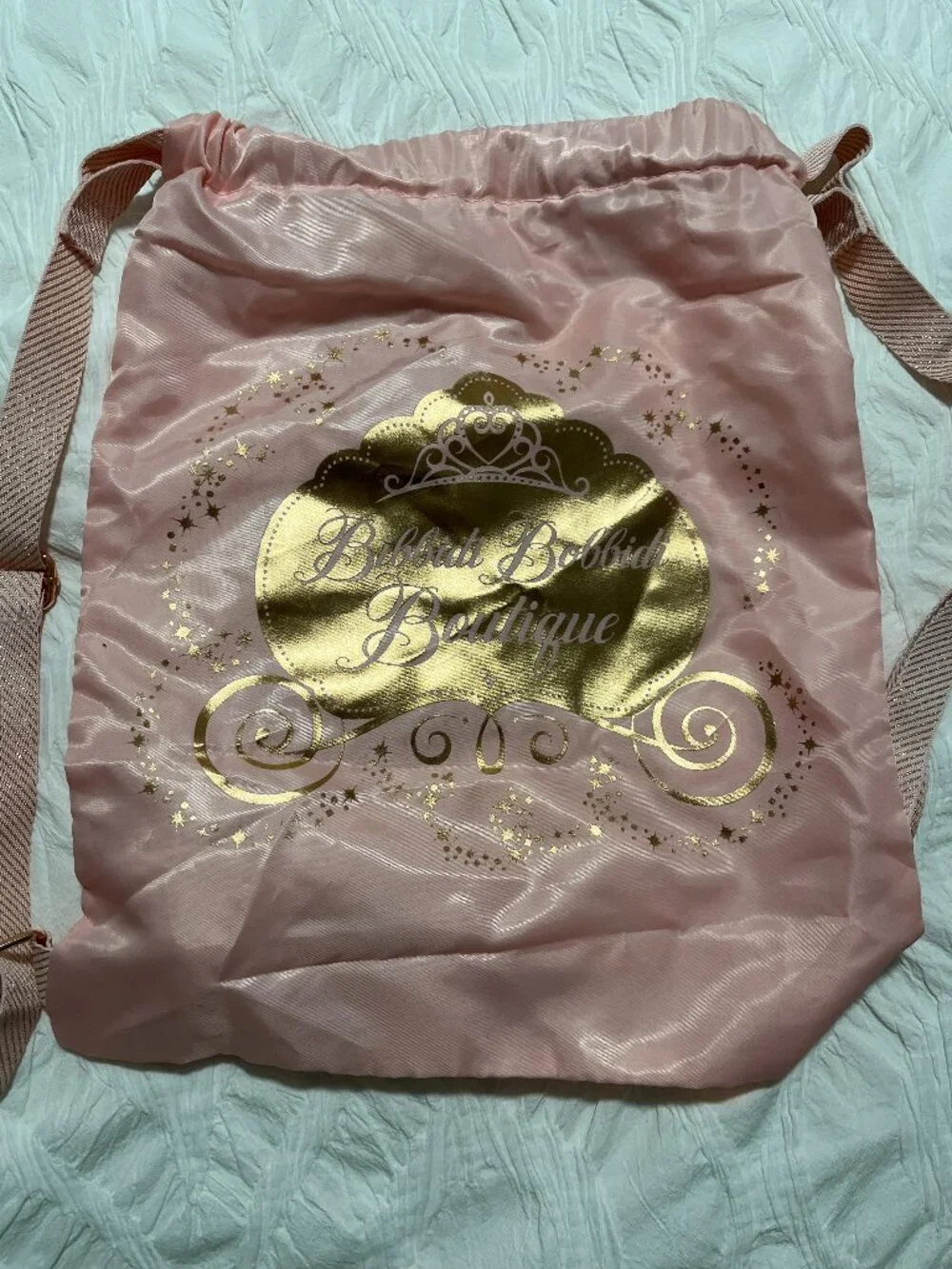 Disney Parks Bibbidi Bobbidi Boutique Cinderella Drawstring Backpack & Sash NWT‎